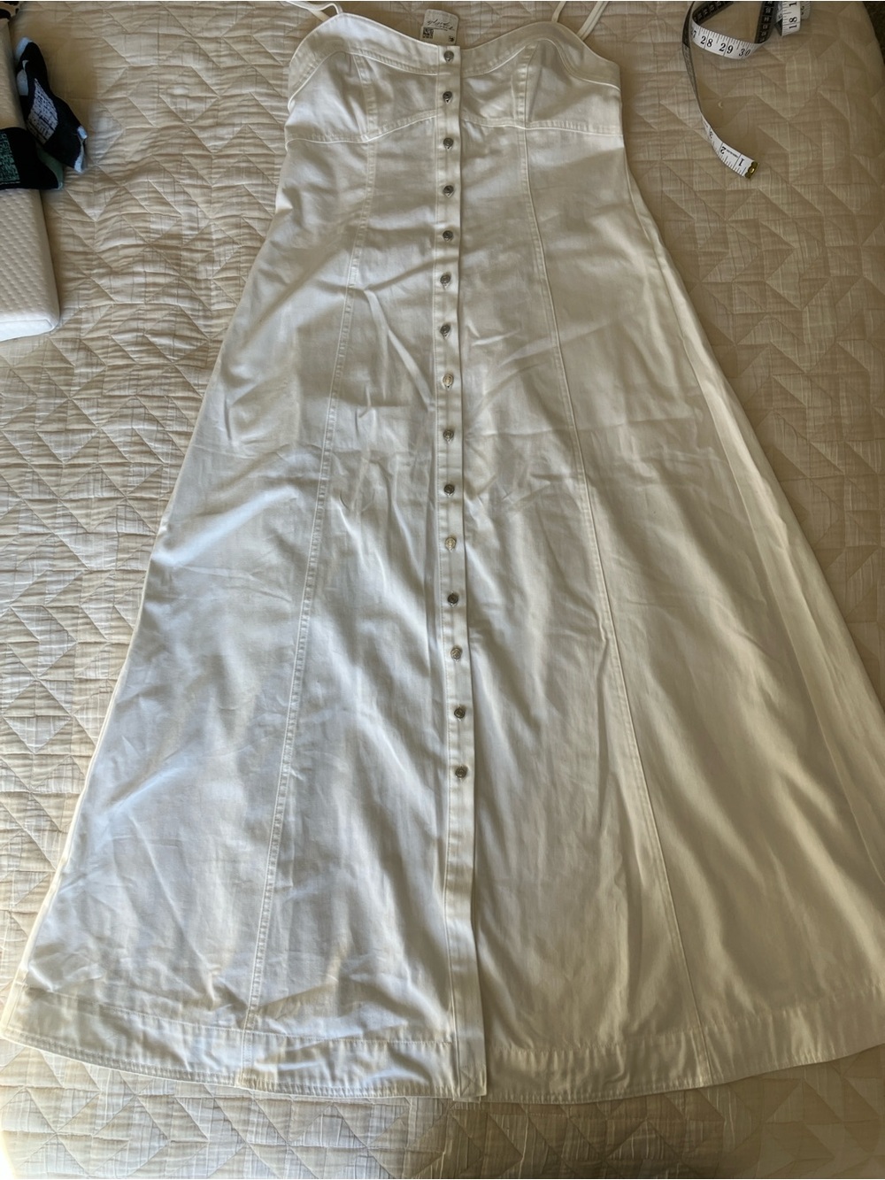 NWT Free People White Button-Front A-Line Maxi Skirt